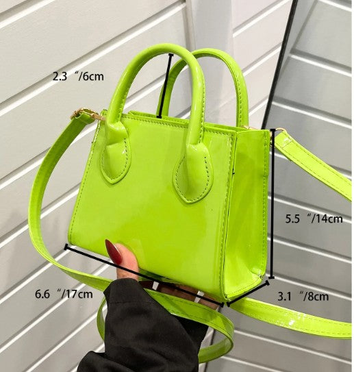 JOELLE LIME GREEN PATENT SQUARE PURSE