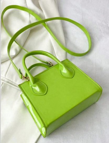 JOELLE LIME GREEN PATENT SQUARE PURSE