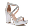 HEATHER SILVER Platform Chunky Heel Sandal