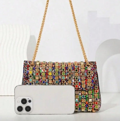 JACQUELINE MULTI COLOR RHINESTONE BAG