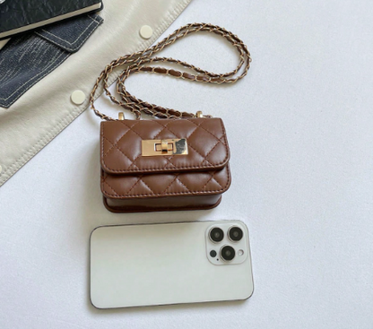 JANAE BROWN MINI BAG WITH CROSS BODY STRAP (Copy)