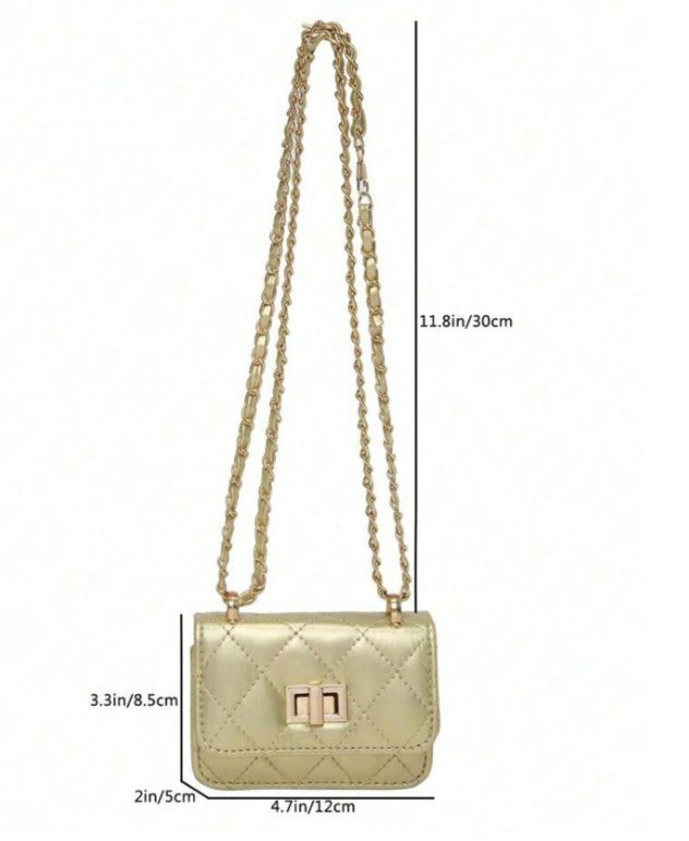 JANAE GOLD MINI BAG WITH CROSS BODY STRAP
