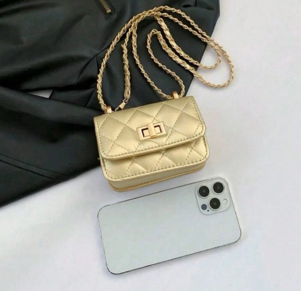 JANAE GOLD MINI BAG WITH CROSS BODY STRAP
