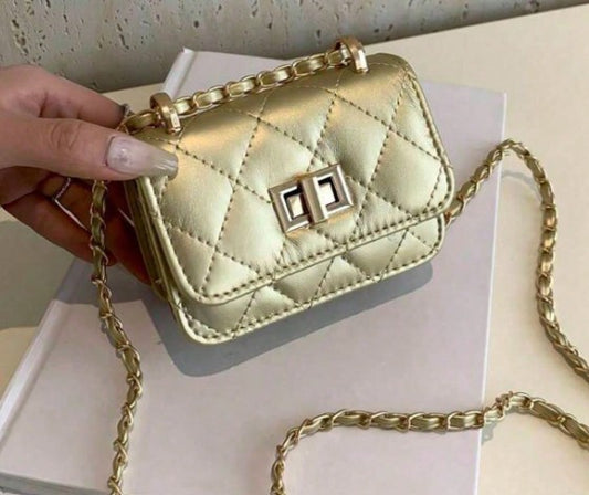 JANAE GOLD MINI BAG WITH CROSS BODY STRAP