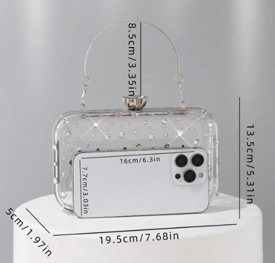 JAYLEE CLEAR PURSE WITH CLEAR RHINESTONES
