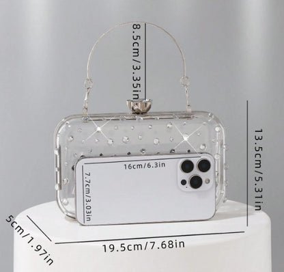 JAYLEE CLEAR PURSE WITH CLEAR RHINESTONES