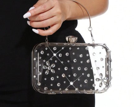 JAYLEE CLEAR PURSE WITH CLEAR RHINESTONES