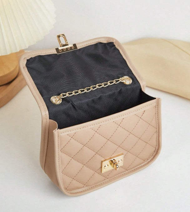 JUNE BEIGE QUILTED MINI BAG WITH CROSS BODY STRAP