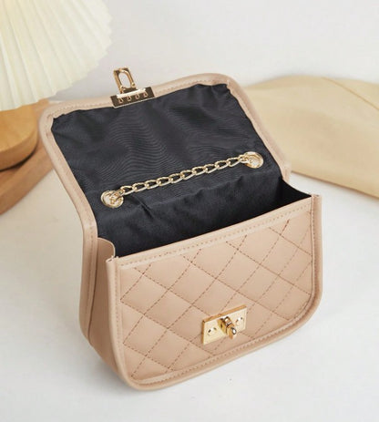 JUNE BEIGE QUILTED MINI BAG WITH CROSS BODY STRAP