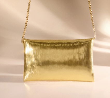 KAYLA GOLD TEXTURED FAUX LEATHER ENVELOPE CLUTCH