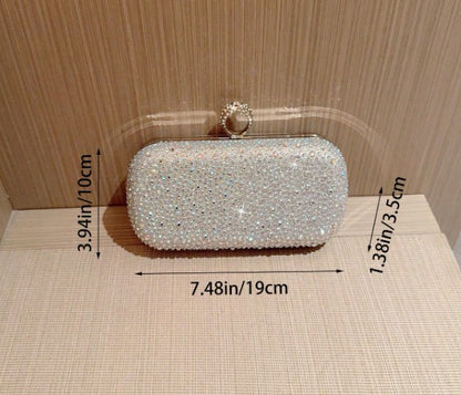 KIARA SILVER RHINESTONE CLUTCH