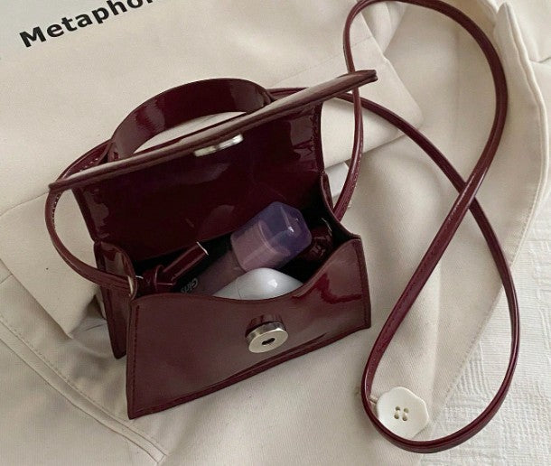 SHARIFA BURGUNDY PATENT LEATHER CROSSBODY MINI BAG