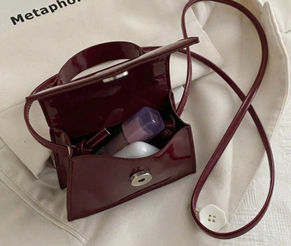 SHARIFA BURGUNDY PATENT LEATHER CROSSBODY MINI BAG