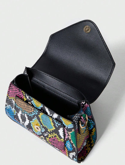 LAVINIA MULTI COLOR SNAKE PRINT SMALL BAG WITH HANDLE AND CROSS BODY STRAP