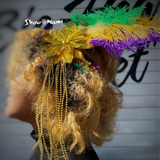 LARGE PEACOCK FEATHER SEQUIN HEADBAND - ShoeNami