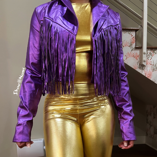 Purple fringe jacket sale
