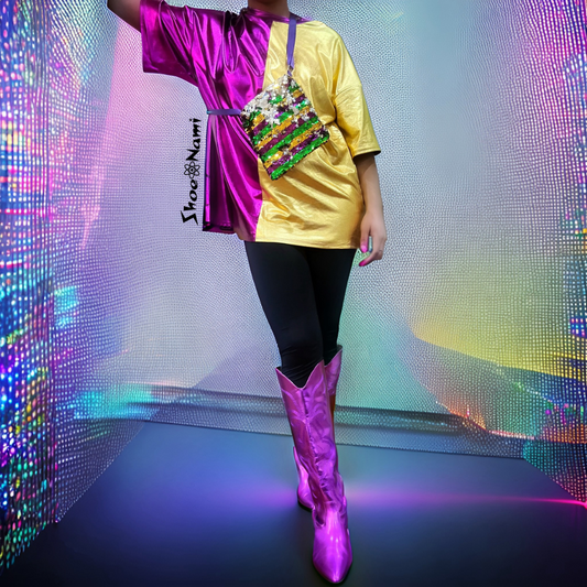TWO TONE MARDI GRAS TOP Purple/Gold - ShoeNami