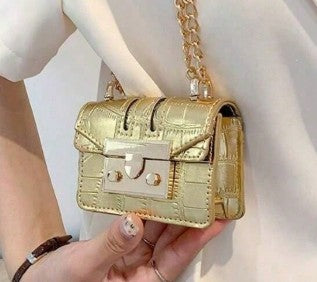 MILA GOLD TEXTURED FAUX LEATHER TINY CROSS BODY MINI BAG