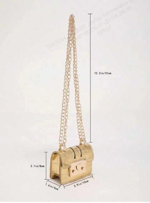 MILA GOLD TEXTURED FAUX LEATHER TINY CROSS BODY MINI BAG