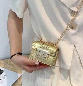 MILA GOLD TEXTURED FAUX LEATHER TINY CROSS BODY MINI BAG