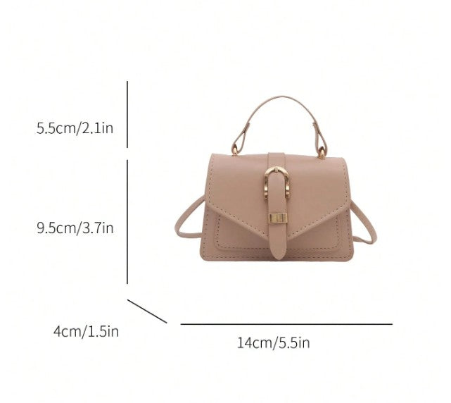 MORGAN BEIGE FAUX LEATHER CROSS BODY BAG WITH GOLD BUCKLE DETAIL