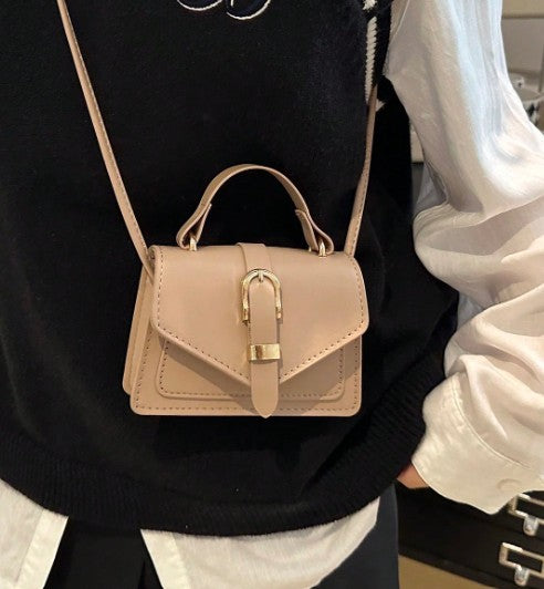 MORGAN BEIGE FAUX LEATHER CROSS BODY BAG WITH GOLD BUCKLE DETAIL