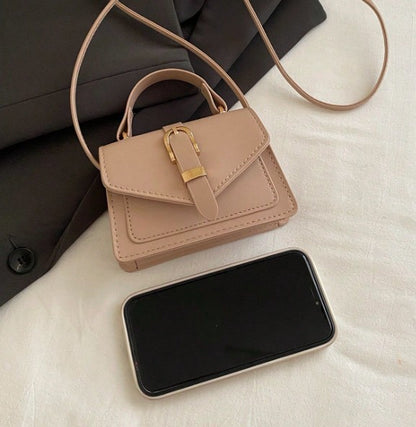 MORGAN BEIGE FAUX LEATHER CROSS BODY BAG WITH GOLD BUCKLE DETAIL