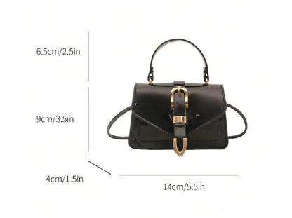 MORGAN BLACK PATENT LEATHER CROSS BODY BAG WITH GOLD BUCKLE DETAIL