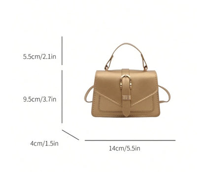 MORGAN GOLD FAUX LEATHER CROSS BODY BAG WITH GOLD BUCKLE DETAIL