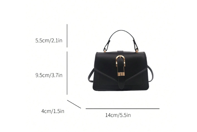 MORGAN BLACK MATTE FAUX LEATHER CROSS BODY BAG WITH GOLD BUCKLE DETAIL