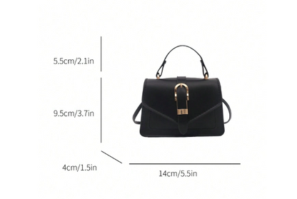 MORGAN BLACK MATTE FAUX LEATHER CROSS BODY BAG WITH GOLD BUCKLE DETAIL