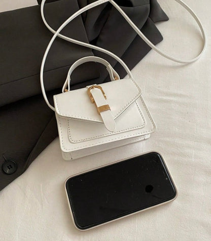 MORGAN WHITE FAUX LEATHER CROSS BODY BAG WITH GOLD BUCKLE DETAIL