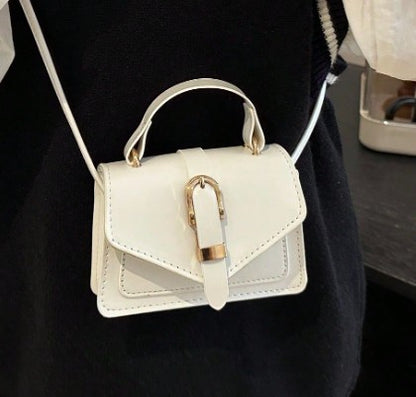 MORGAN WHITE FAUX LEATHER CROSS BODY BAG WITH GOLD BUCKLE DETAIL