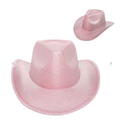DIANA PINK SILVER SHINY COWBOY HAT