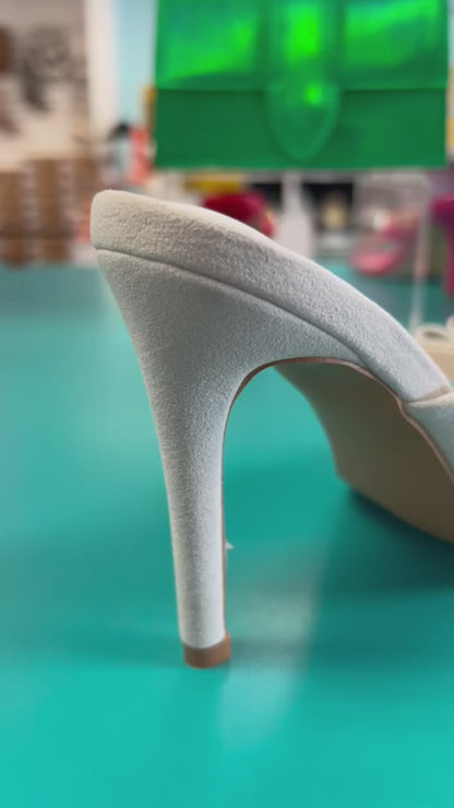 MELLA Off White Faux Suede Mule