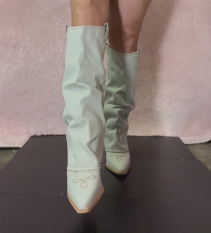 PAMELA Light Denim Cowboy Boots