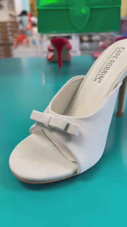 MELLA Off White Faux Suede Mule