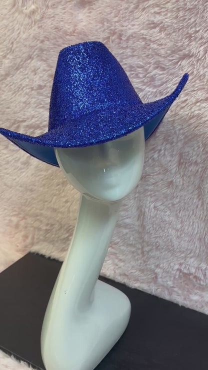 ANNIE COWBOY HAT GLITTERY BLUE  -Glittery blue cowboy hat