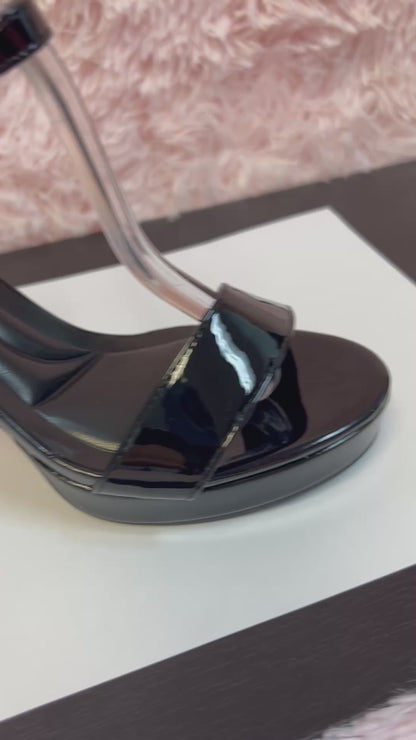 ADAIR/SECOND Black Patent Faux Leather Platform Heel