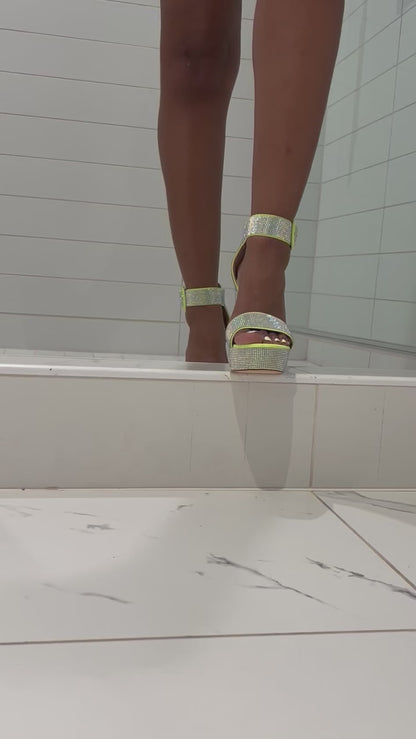 MARIA Yellow Rhinestone Encrusted Yellow Heel