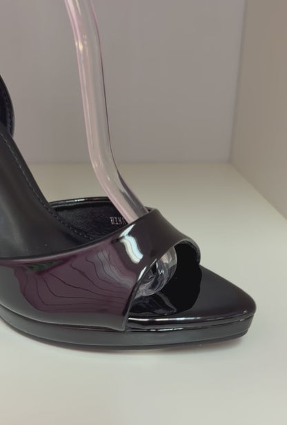 HINA BLACK PATENT LEATHER PLATFORM STILEETO WITH ANKLE STRAP