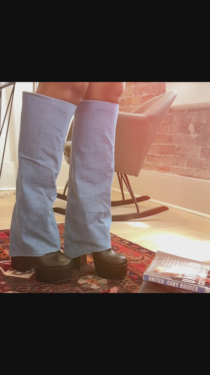 ROY-2 Denim/Black Faux Leather