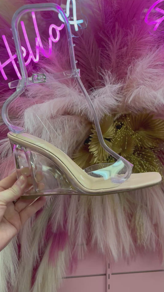 SASKINA-02 CLEAR WEDGE WITH ANKLE STRAP