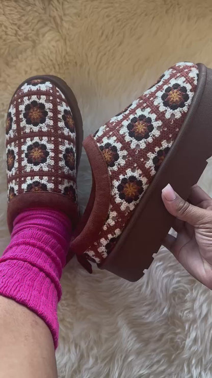 FROSTY-41 Brown Multi Slip On Clog - Closed Toe, Faux Fur Lining