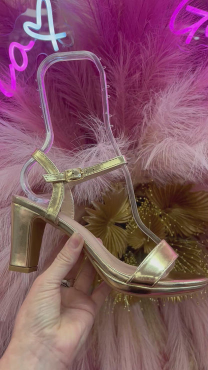 DREAM-78 GOLD BLOCK HEEL SANDAL