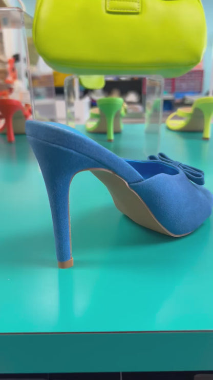MELLA Blue Faux Suede Mule