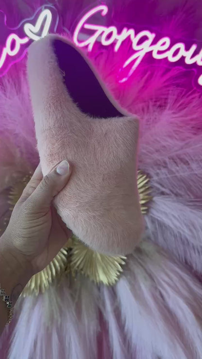 FURRY-10 Blush Pink Faux Fur Slip-On Clog