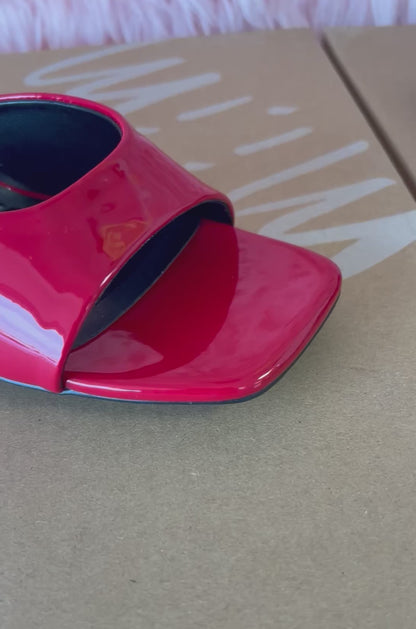 ELLIE-40 Red Patent Leather Kitten Heel Open Toe