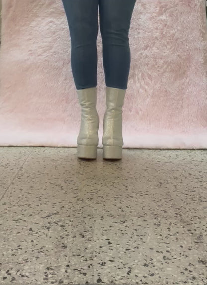 KLORIS-20 Silver Chunky Block Heel, Approx. 4.5"