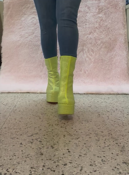 KLORIS-20 Lime Chunky Block Heel, Approx. 4.5"